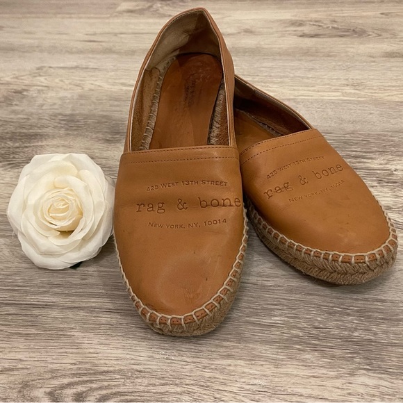 rag & bone Shoes - Rag & Bone Espadrille Loafers Flats in Cognac Tan Leather Size 9.5 Retails $375